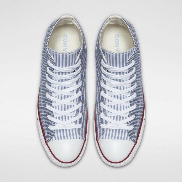 ✨NEW✨ Converse All Stars Mix-Match Blue Stripes High Top Sneakers - Picture 3 of 10